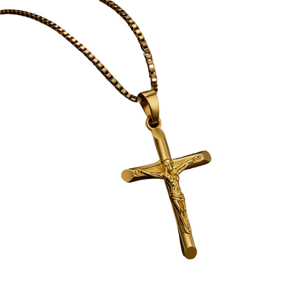 Men's Gold Cross Pendant Necklace Stainless Steel Titanium Sweater Chain A Luxury Finish With 60Cm Box Chains Necklaces