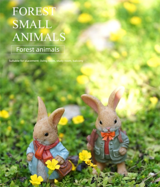 Garden Style Backpack Bunny Succulent Planter Decoration A Cute Rabbit Animal Figurine Resin Craft For Balcony And Pot Backpacks & Bags