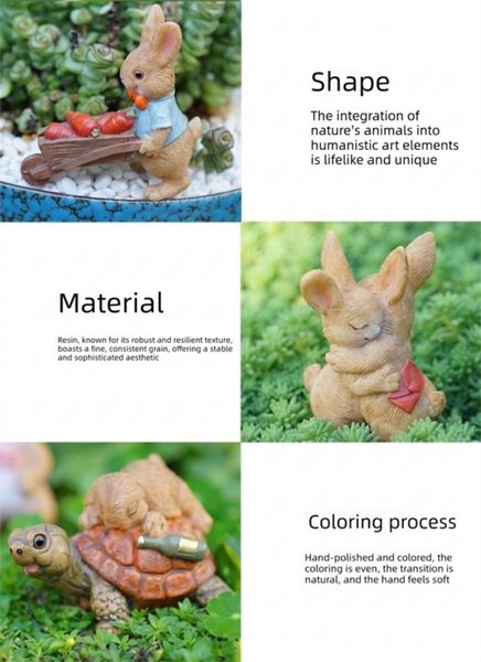 Garden Style Backpack Bunny Succulent Planter Decoration A Cute Rabbit Animal Figurine Resin Craft For Balcony And Pot Backpacks & Bags