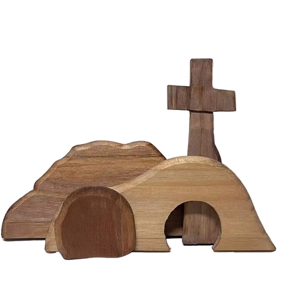 Easter Resurrection Scene Wooden Tabletop Ornament A Handcrafted Cross & Tomb Commemorative Display Seasonal Decorations