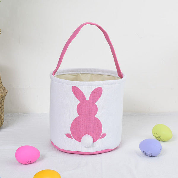 Personalised Easter Bunny Basket Hand Embroidered Canvas Tote A Soft Pink Ear Candy Bag & Storage Bucket Women's Bags & Handbags