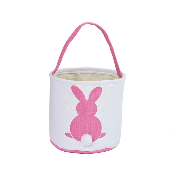 Personalised Easter Bunny Basket Hand Embroidered Canvas Tote A Soft Pink Ear Candy Bag & Storage Bucket Women's Bags & Handbags