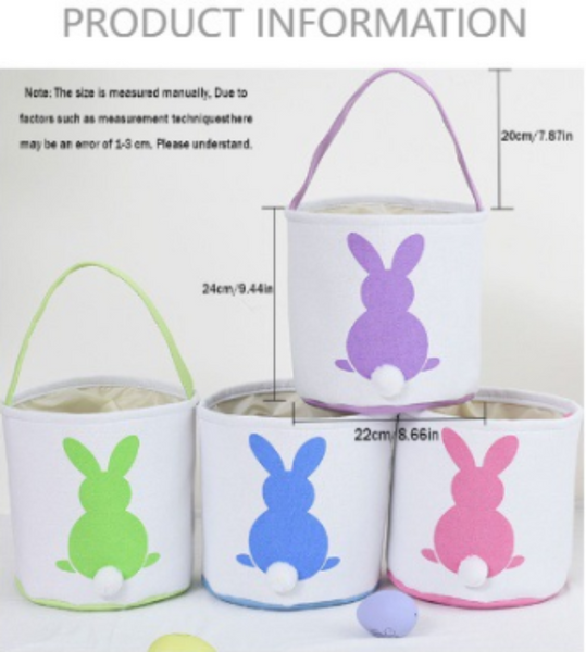 Personalised Easter Bunny Basket Hand Embroidered Canvas Tote Soft Blue Ear Candy Bag & Storage Bucket Seasonal Decorations