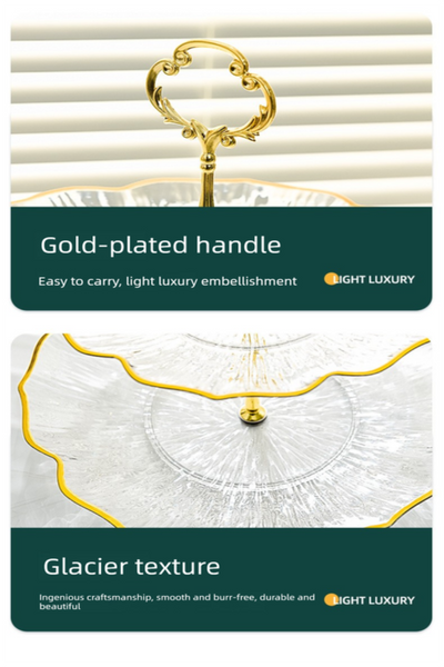 3 Tier Modern Fruit & Snack Stand A Gold Reinforced Tiered Platter With Durable Iron Art Support For Home Reception And Office Platters