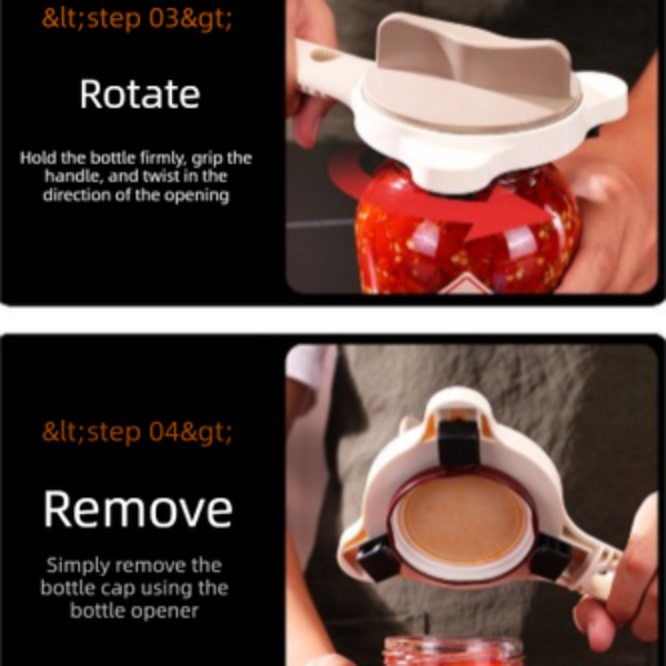 4 In 1 Jar Opener Multi Functional Bottle Lid Remover Labor Saving Kitchen Tool Khaki Can Openers