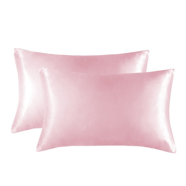 1 Pair Pink Luxury Satin Silk Pillowcase For Hair And Skin Smooth Cooling Cover With Envelope Closure Queen (20X30") Pillow Cases