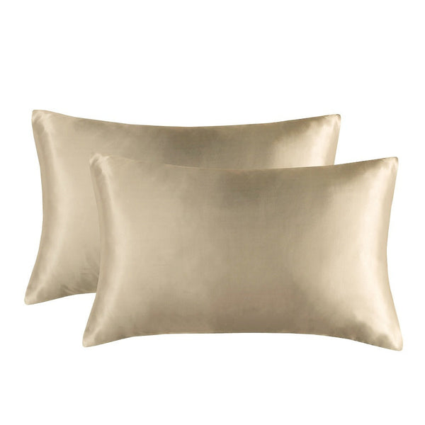 1 Pair Champagne Luxury Satin Silk Pillowcase For Hair And Skin Smooth Cooling Cover With Envelope Closure Queen (20X30") Pillow Cases