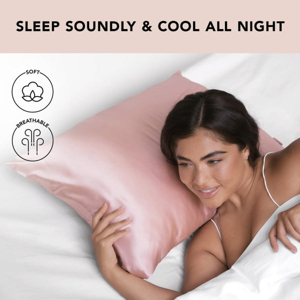 1 Pair Champagne Luxury Satin Silk Pillowcase For Hair And Skin Smooth Cooling Pillow Cover With Envelope Closure Queen (20X30") Pillow Cases