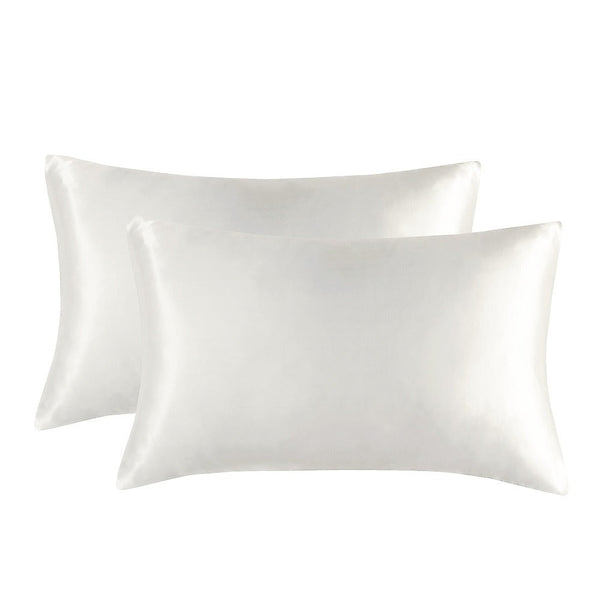 1 Pair White Luxury Satin Silk Pillowcase For Hair And Skin Smooth Cooling Pillow Cover With Envelope Closure King (20X36") Pillow Cases
