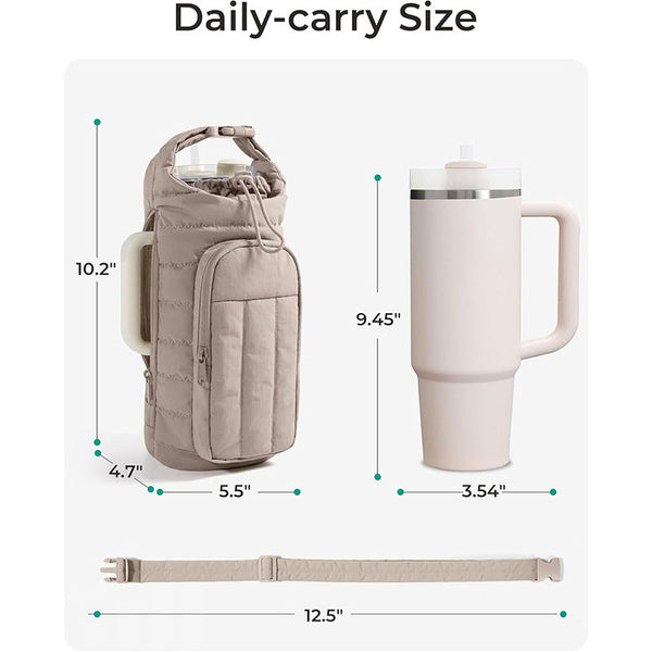 Purple Nylon Quilted Insulated Water Bottle Bag For 18 64Oz Flask Lightweight Sports & Travel Puffer Shockproof Protective Pouch Water Bottles & Vacuu