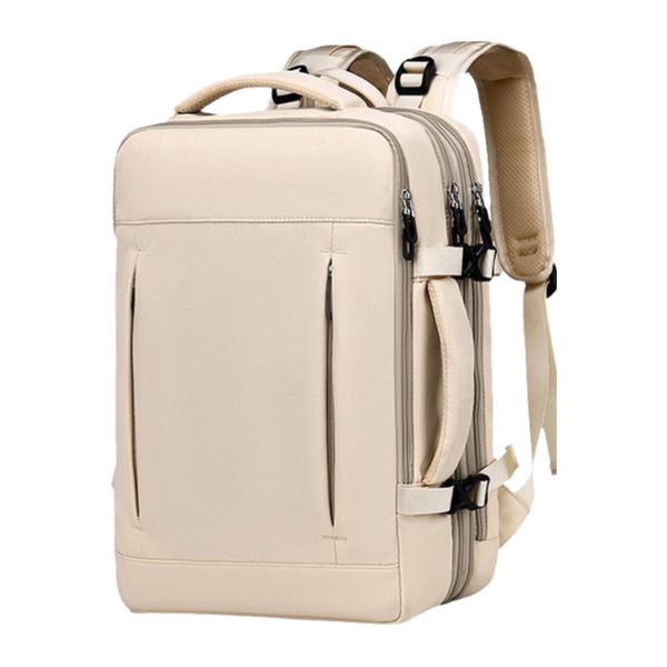 Beige Expandable Travel Laptop Backpack With Usb Charging Port Waterproof Nylon Business Bag With 11Cm Depth Extension (45X32cm) Laptop Cases & Bags