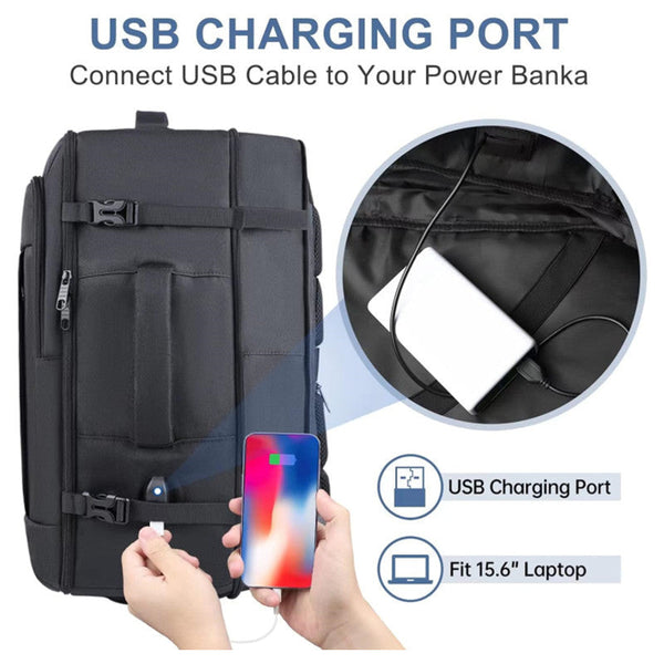 Black Expandable 17 Inch Laptop Travel Backpack With Usb Port Durable Tsa Friendly Carry On Luggage Bag Laptop Cases & Bags