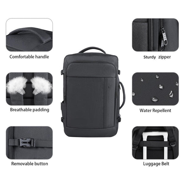 Black Expandable 17 Inch Laptop Travel Backpack With Usb Port Durable Tsa Friendly Carry On Luggage Bag Laptop Cases & Bags
