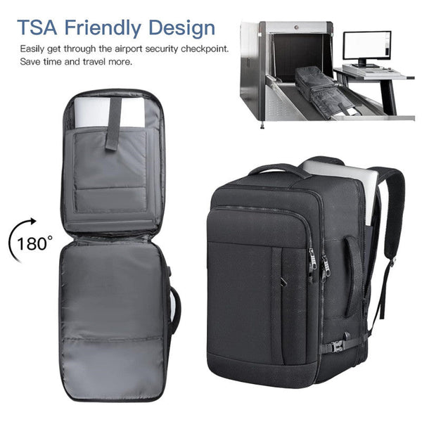 Grey Expandable 17 Inch Laptop Travel Backpack With Usb Port Durable Tsa Friendly Carry On Luggage Bag Laptop Cases & Bags