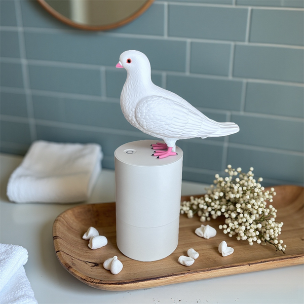 Adorable White Pigeon Smart Motion Sensor Foam Pump Touchless Hand Washer With Anti Glare Technology For Outdoor & Bright Light Soap Dispensers