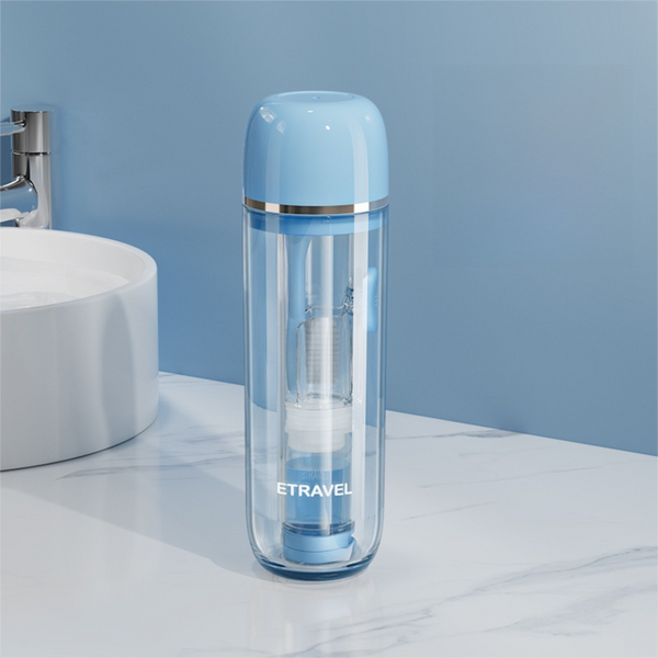 Blue 2 In 1 Travel Toothbrush/Toothpaste Organizer & Mouthwash Cup Lightweight And Durable Crystal Clear Pc Material Toothbrushes