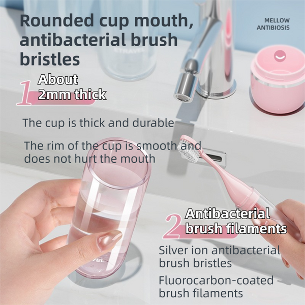 Blue 2 In 1 Travel Toothbrush/Toothpaste Organizer & Mouthwash Cup Lightweight And Durable Crystal Clear Pc Material Toothbrushes