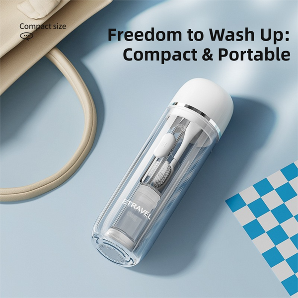 Blue 2 In 1 Travel Toothbrush/Toothpaste Organizer & Mouthwash Cup Lightweight And Durable Crystal Clear Pc Material Toothbrushes