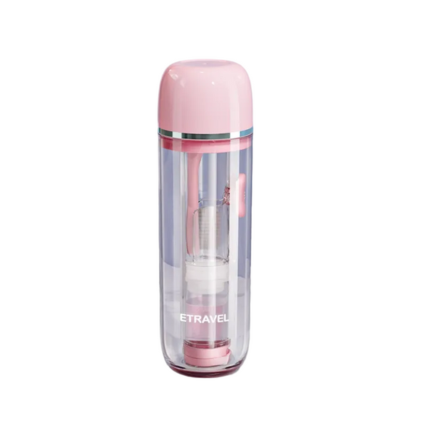 Pink 2 In 1 Travel Toothbrush/Toothpaste Organizer & Mouthwash Cup Lightweight And Durable Crystal Clear Pc Material Other Travel Accessories