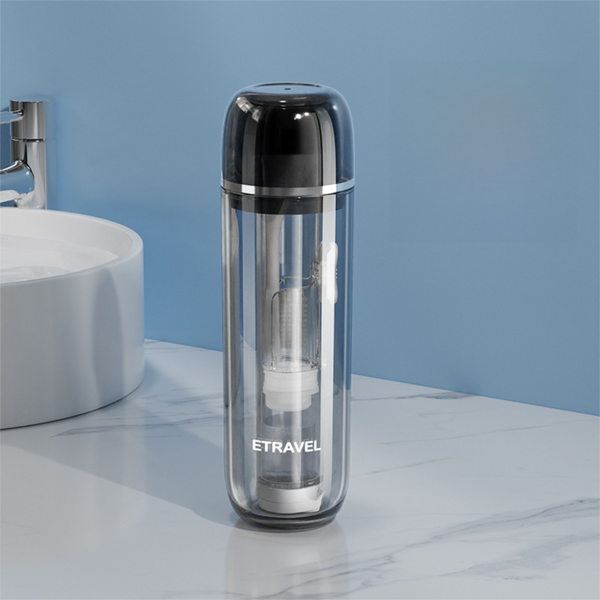 Grey 2 In 1 Travel Toothbrush/Toothpaste Organizer & Mouthwash Cup Lightweight And Durable Crystal Clear Pc Material Other Travel Accessories