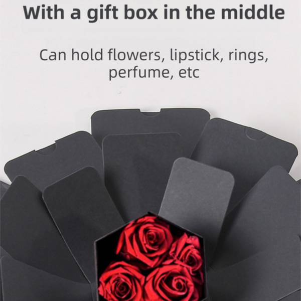 Black Hexagon 4 Layer 12 Pocket Explosion Gift Box(Diy) Creative Handmade Photo Album & Scrapbook For Anniversaries Birthdays Gift Boxes