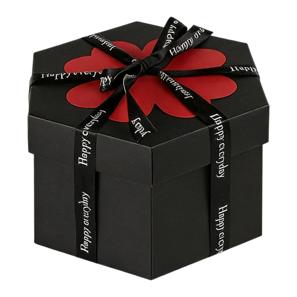 Black Hexagon 4 Layer 12 Pocket Explosion Gift Box(Finished) Creative Handmade Photo Album & Scrapbook For Anniversaries Birthdays Gift Boxes