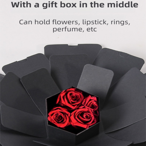 Black Hexagon 4 Layer 12 Pocket Explosion Gift Box(Finished) Creative Handmade Photo Album & Scrapbook For Anniversaries Birthdays Gift Boxes