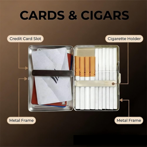 Retro Metal Card Cash & Cigarette Case With Fixed Clip Black Cat Artistic Slim Wallet (10.3X6x2cm) Wallets