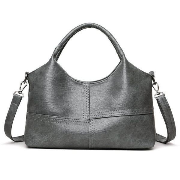 Grey Retro Soft Pu Leather Handbag For Women Trendy Large Capacity Daily Crossbody Bag With Detachable Shoulder Strap Women's Bags & Handbags