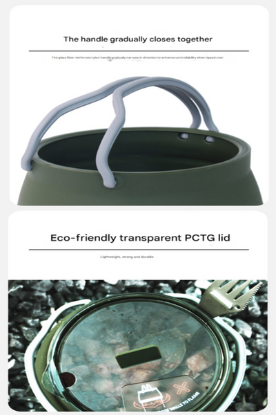 Blue 1L Collapsible Camping Kettle Food Grade Silicone Body With 304 Stainless Steel Base Compatible Induction & Gas Stoves Camping Kettles