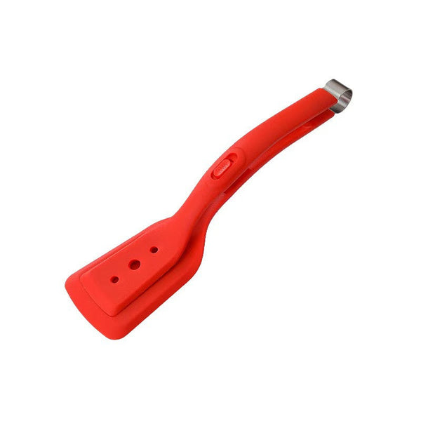 2 In 1 Red Silicone Spatula Tongs With Locking Clip & Oil Drainage Non Stick Heat Resistant Food Flipper Kitchen Clamp Spatulas