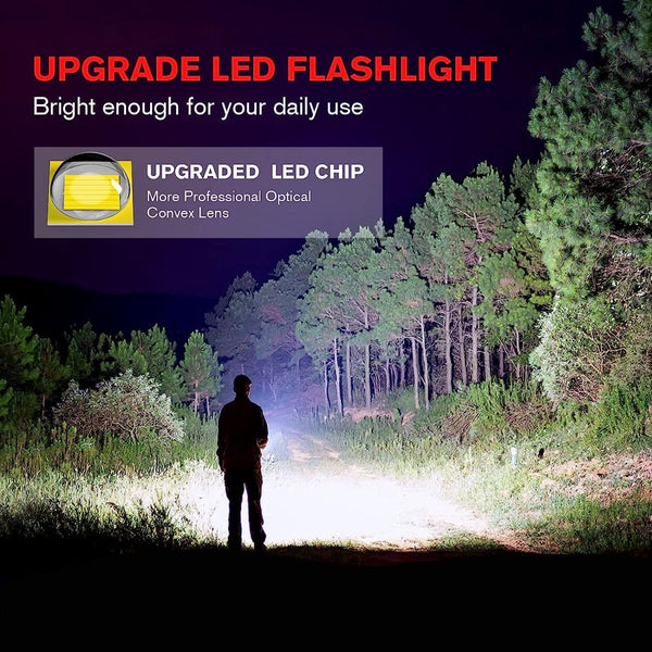 2 Pack High Powered Led Flashlight With 500M Long Range Zoomable Focus & Waterproof Tactical Torch Durable Aluminum Alloy Flashlights