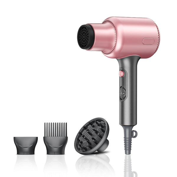 Pink Silent Hair Dryer With 3 Heat/Speed Settings And Accessories High Power Blow 3M Long Cord & 8Cm Wide Outlet Hair Dryers