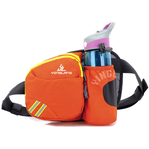Orange Lightweight Running Waist Pack With Stable Bottle Holder Multi Functional Nylon Sports Fanny For Marathon Hiking Cycling & Climbing Waist Packs