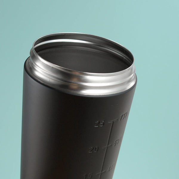 Black 750Ml Premium Stainless Steel Protein Shaker Bottle Bpa Free Metal Mixer Cup With Scale For Gym Fitness & Meal Replacement Shake Bottles & Mixer
