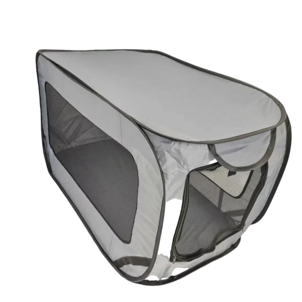 Grey Instant Pop Up Foldable 4 Sided Pet Playpen & Car Crate Breathable Scratch Resistant Travel Kennel For Dogs Cats (Open 92 X 52 Cm Folded 34 Cm) B
