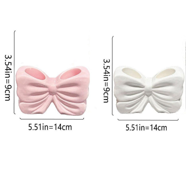 2 Pack Pink & White Chic Bowknot Slot Toothbrush Holder Resin Retro Cute Desktop Decorative Stand Tumblers & Toothbrush Holders