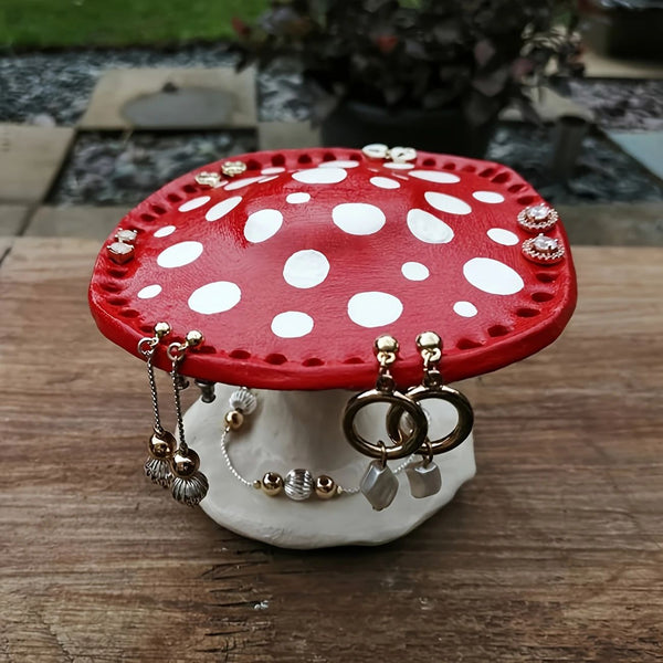 Whimsical Mushroom Earring Holder Unique Forest Themed Resin Jewelry Organizer Vanity & Dresser Jewellery Holders & Organisers