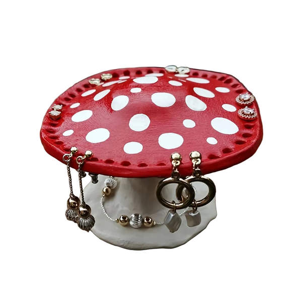 Whimsical Mushroom Earring Holder Unique Forest Themed Resin Jewelry Organizer Vanity & Dresser Jewellery Holders & Organisers