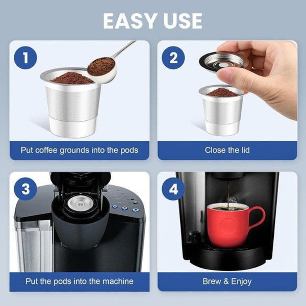 2 Pack Reusable K Cup Coffee Pod For Keurig Brewers Premium 304 Steel Refillable Filter Superior Crema Coffee Pods