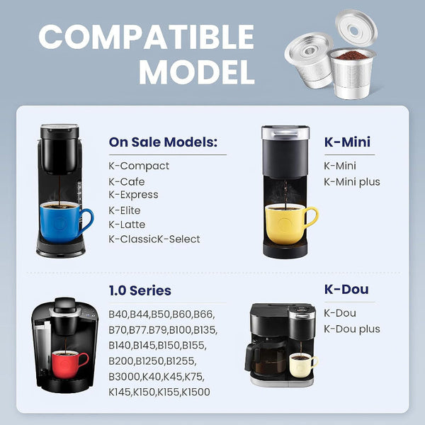 2 Pack Reusable K Cup Coffee Pod For Keurig Brewers Premium 304 Steel Refillable Filter Superior Crema Coffee Pods