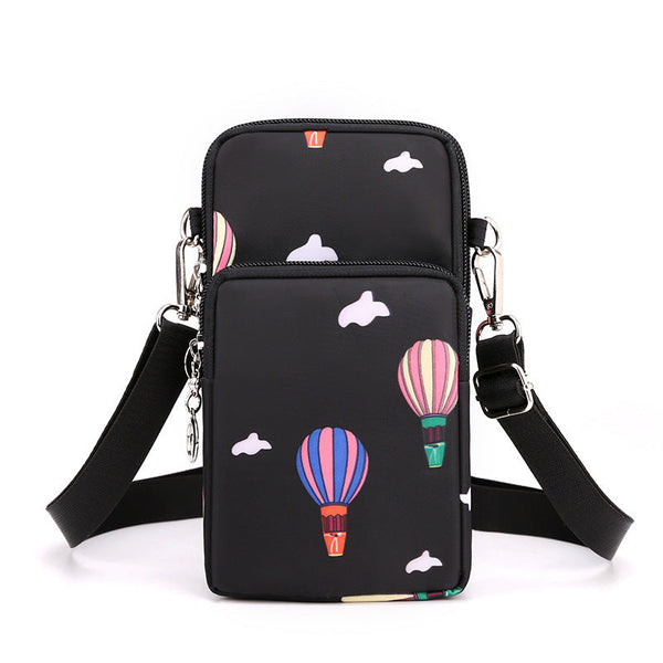 Khaki 3 Layer Waterproof Nylon Vertical Crossbody Phone Bag Lightweight Purse With Headphone Jack & Adjustable Strap Bags