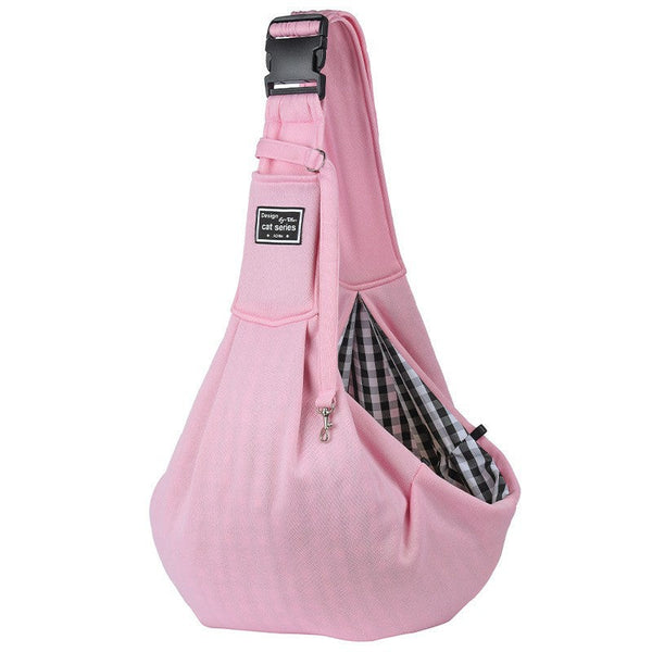 Pink Lightweight Breathable Pet Crossbody Bag With Adjustable Padded Strap & Reversible Double Sided Design Pet Transport