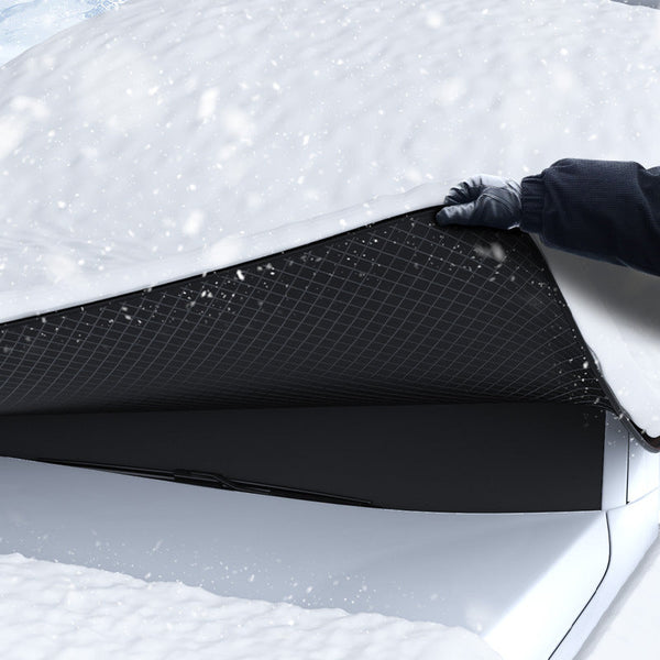 Durable Car Protector With Extra Large 253Cm Coverage All Season Snow & Sun 6 Magnet 4 Strap Windproof System(Black Green) Car Covers
