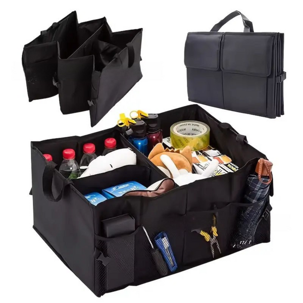 Heavy Duty Foldable Car Trunk Organizer With Handles Large Capacity Cargo Storage Box For Groceries & Gear (53X39x26.5 Cm) Car Organisers