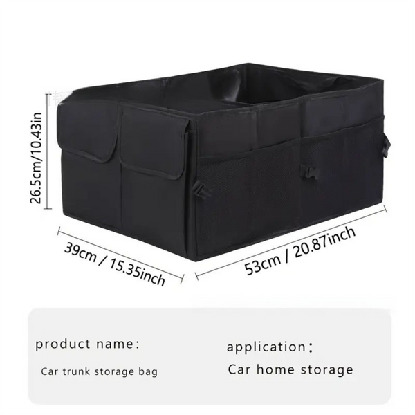 Heavy Duty Foldable Car Trunk Organizer With Handles Large Capacity Cargo Storage Box For Groceries & Gear (53X39x26.5 Cm) Car Organisers