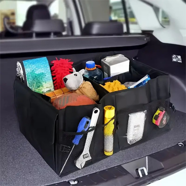 Heavy Duty Foldable Car Trunk Organizer With Handles Large Capacity Cargo Storage Box For Groceries & Gear (53X39x26.5 Cm) Car Organisers