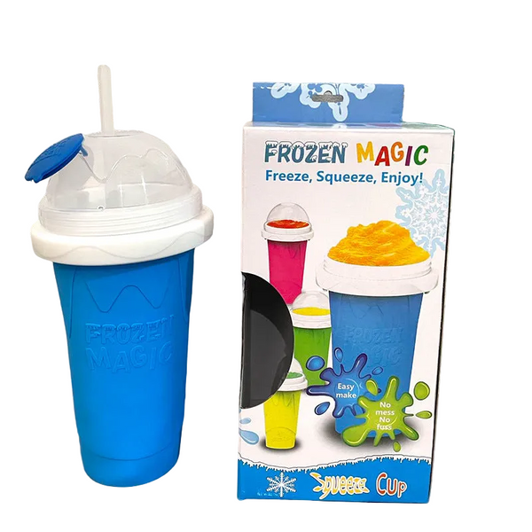 Pink Instant Diy Slushie Squeeze Maker Cup Food Grade Silicone Double Layer Cooling Smoothie With 2 1 Straw & Spoon Slushie Makers