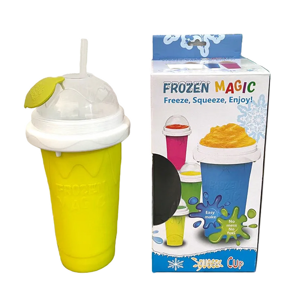 Pink Instant Diy Slushie Squeeze Maker Cup Food Grade Silicone Double Layer Cooling Smoothie With 2 1 Straw & Spoon Slushie Makers