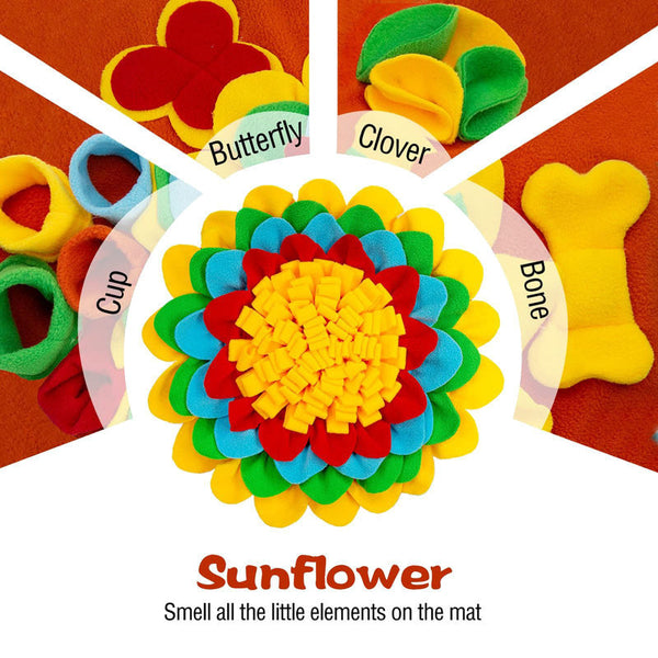 Red 50X50cm Soft Dog Sniffing Mat With Colorful Floral & Bone Pet Stress Relief Slow Feeding Enrichment Blanket Dog Snuffle Mats